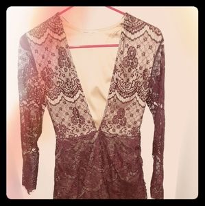 Long Sleeve Lacy Mini Dress